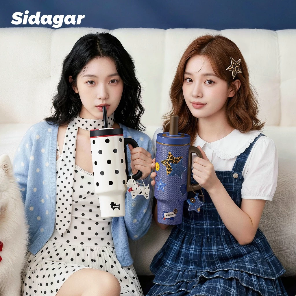 Sidagar 1100ML แก้วเก็บความเย็น เคลือบเซรามิก แก้วน้ำเก็บความเย็น ความจุสูง แก้วน้ํา