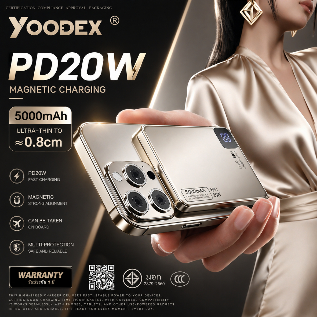 [CHINA CCC + TISI] YOODEX E30 Magnetic powerbank มี ccc 10000mAh Fast PD20W เข้ากันได้ IP8-17 Samsun