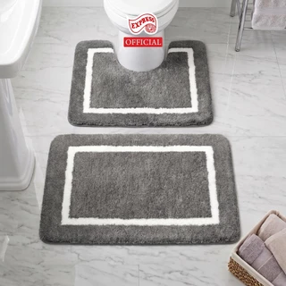 EXPRESS CARPET พรมห้องน้ำ2ชิ้น พร้อมส่ง 45x70cm+ตัวU50x60cm พรมเช็ดเท้ามีกันลื่น ซักได้ แห้งไว
