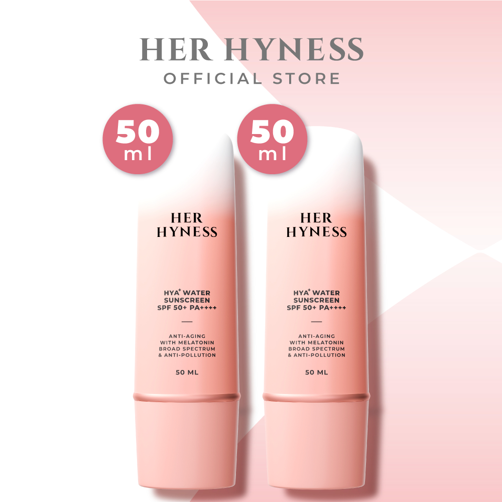 [แพคคู่] HER HYNESS HYA+ WATER SUNSCREEN SPF50+ PA++++ กันแดดเนื้อน้ำเบาที่สุด ไม่กวนเมคอัพ สูตรใช้ทุกวัน 50มล.