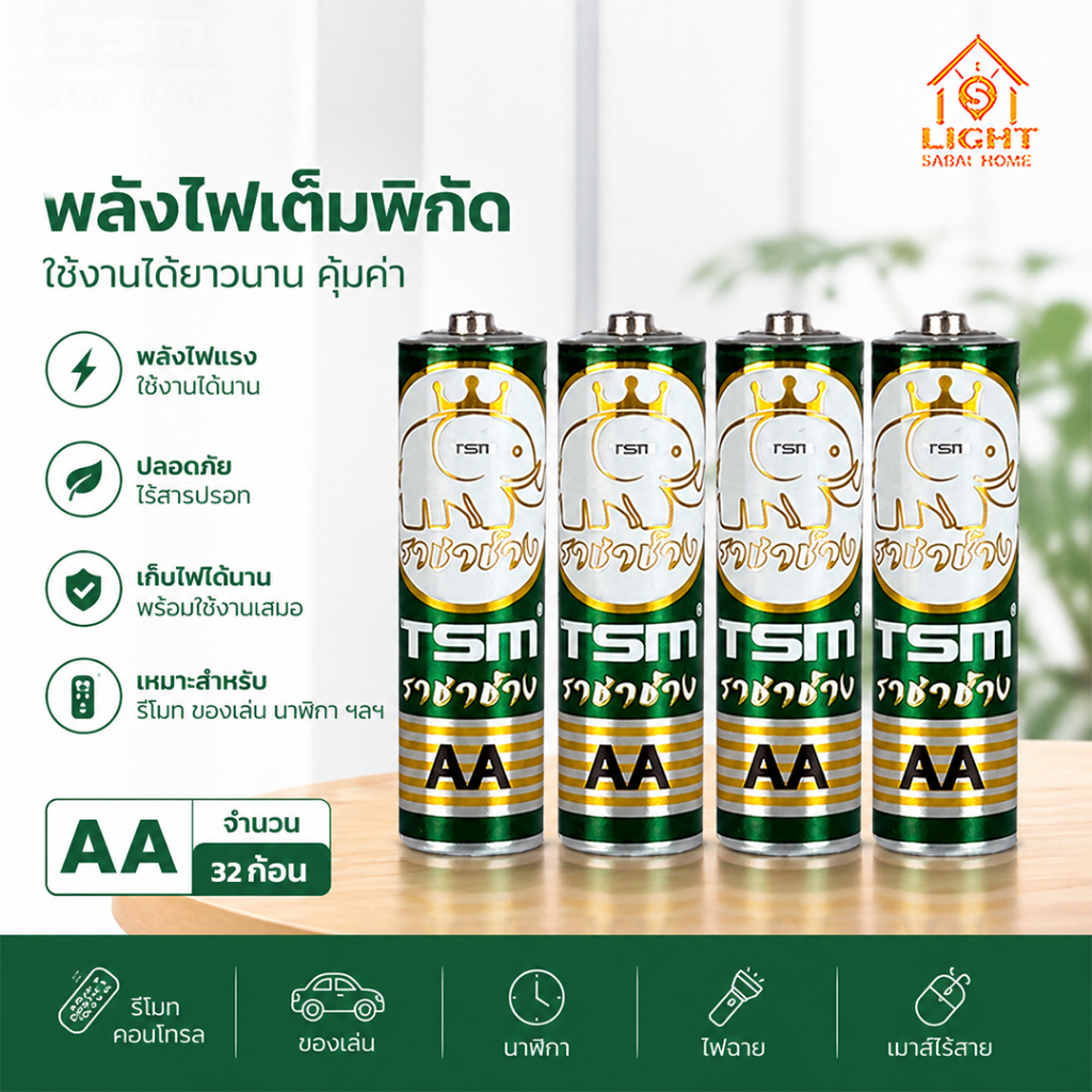 ถ่าน TSM ขนาด AA / AAA ถ่านอัลคาไลน์ แบบครึ่งกล่อง / ยกกล่อง เหมาะสำหรับรีโมทคอนโทรล