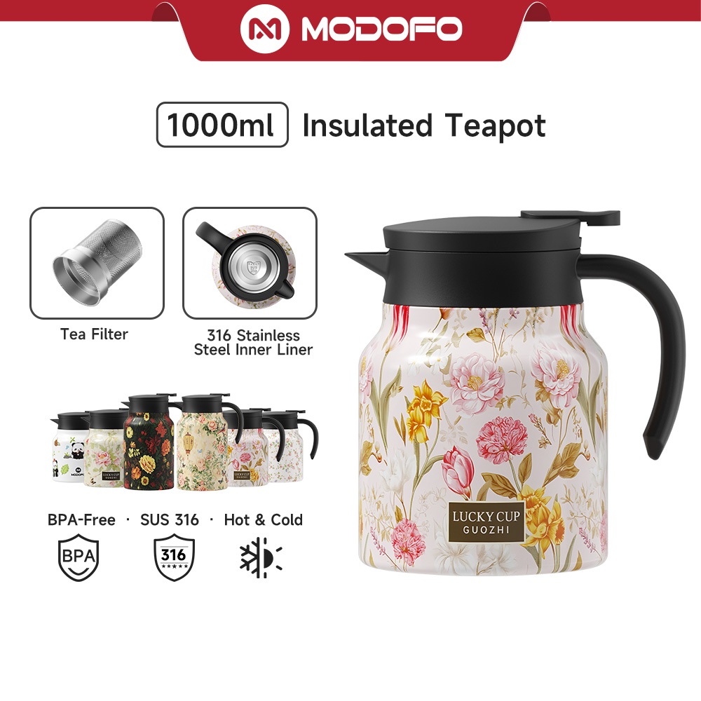 MODOFO 1L กาน้ำชาสแตนเลส316 ถ้วยความร้อน กรองชาในตัว เครื่องชงชา ชงกาแฟ อเนกประสงค์ใช้ได้ทั้งบ้านและสำนักงาน
