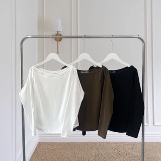 V21 – เสื้อยืดปาดไหล่ซ้อน แขนยาว