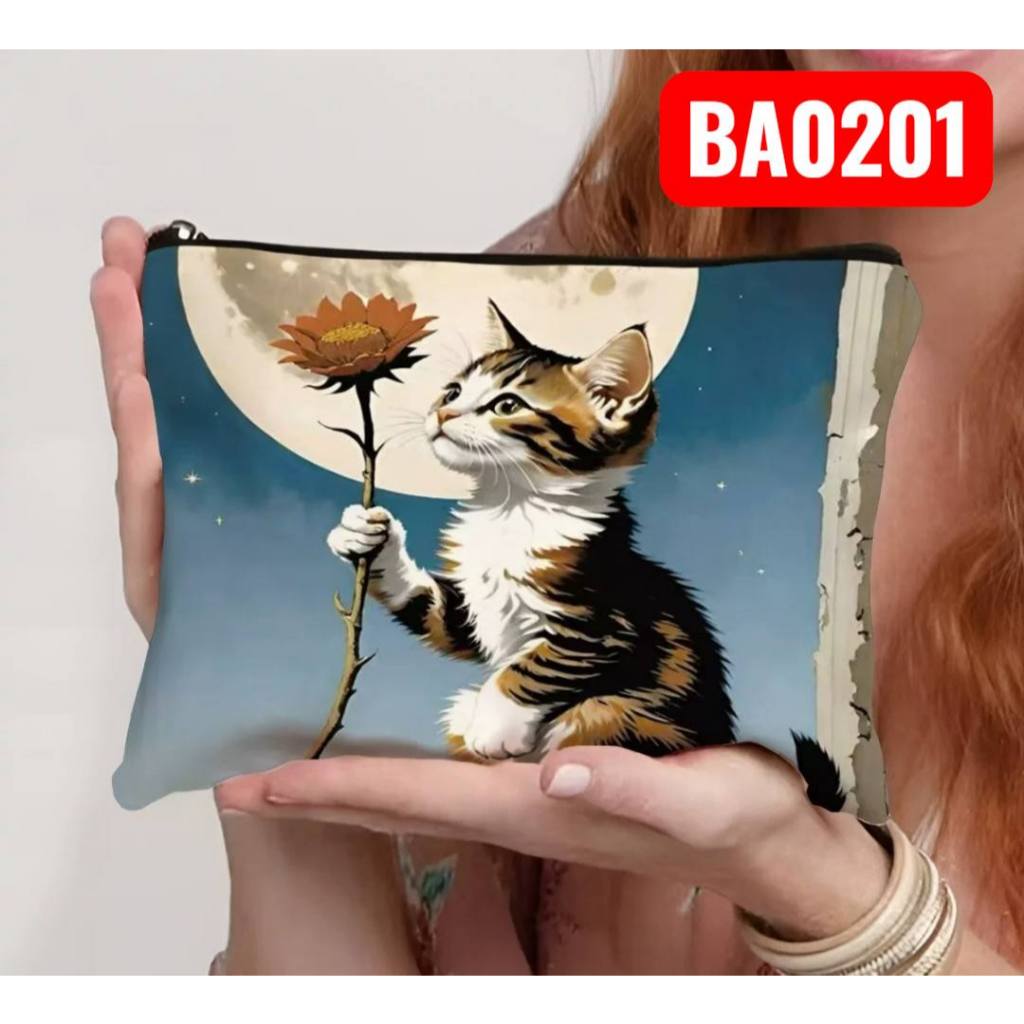 กระเป๋าเครื่องสำอางผ้าพิมพ์ลายฺ BA0201