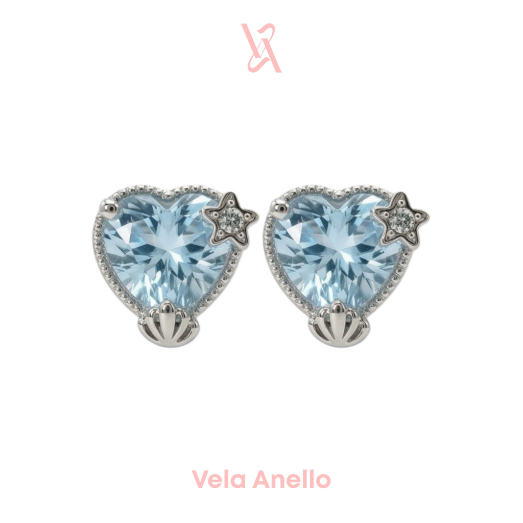 Vela Frozen heart - heart stainless ต่างหูสแตนเลส ต่างหูเพชร ต่างหูไปทะเล