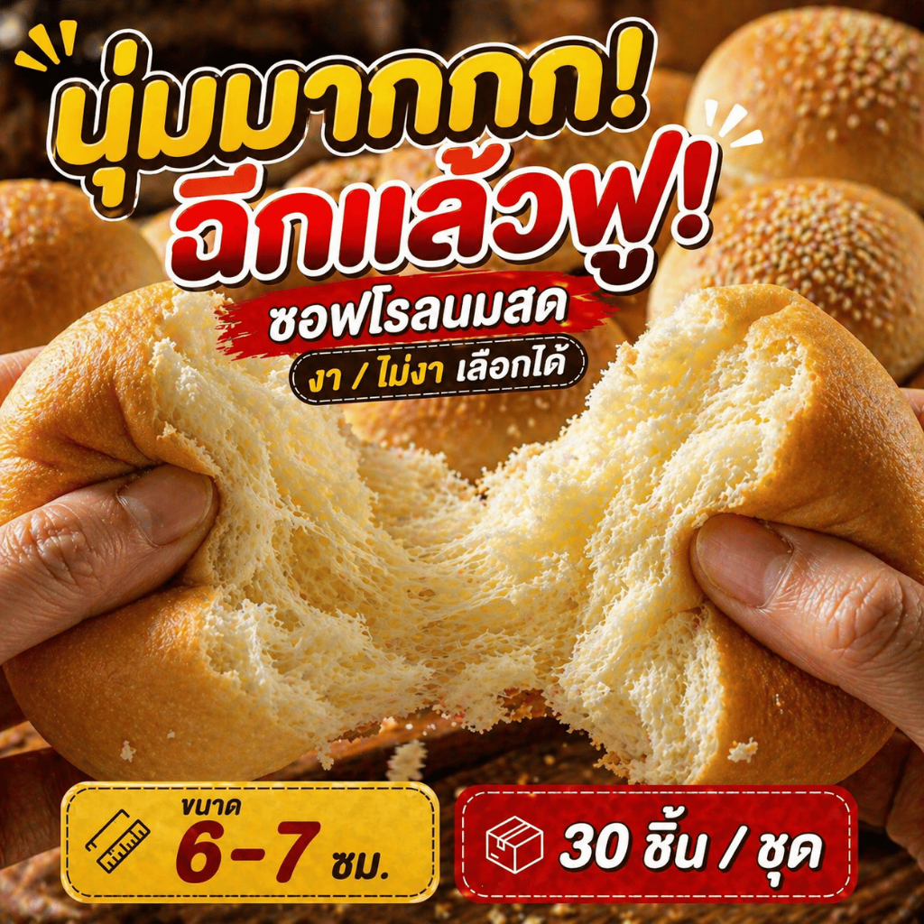 ซอฟโรลนมสดแท้ นุ่มฟู 6–7 ซม. 1 ชุด 30 ชิ้น (2 แพ็ค) | ไม่แห้ง ไม่แข็ง กินเปล่าก็อร่อย