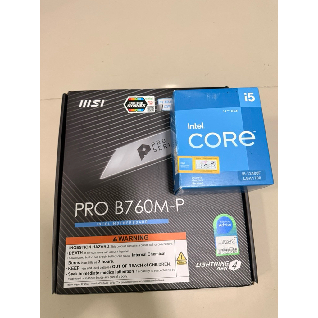 CPU Intel Core i5-12400F + เมนบอร์ด MSI PRO B760M-P DDR5 มัดรวม ประกันเหลือ พร้อมใช้งาน