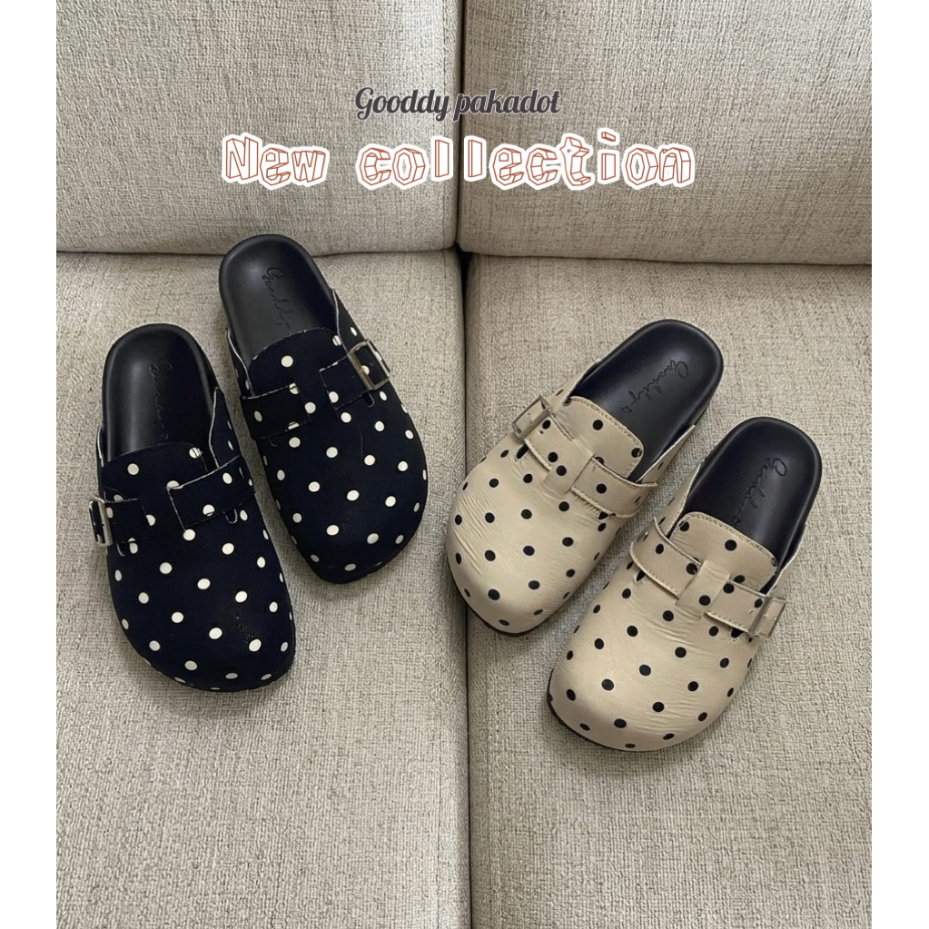Polka Dot รองเท้าทรงหัวโตลายจุดแต่งเข็มขัด พื้นนุ่มเบาใส่สบาย