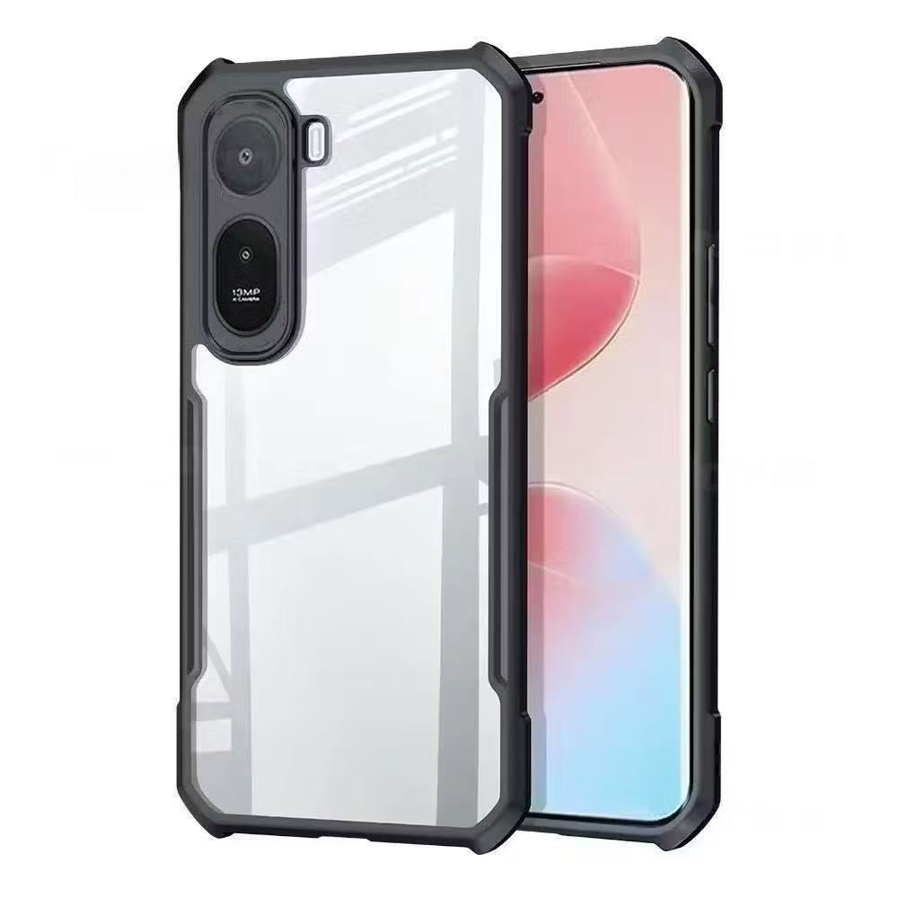 เคสกันกระแทก ขอบสีหลังใส สำหรับ Xiaomi Redmi A7pro / POCO C85X C81Pro เคสกันกระแทก ขอบดำ HHL
