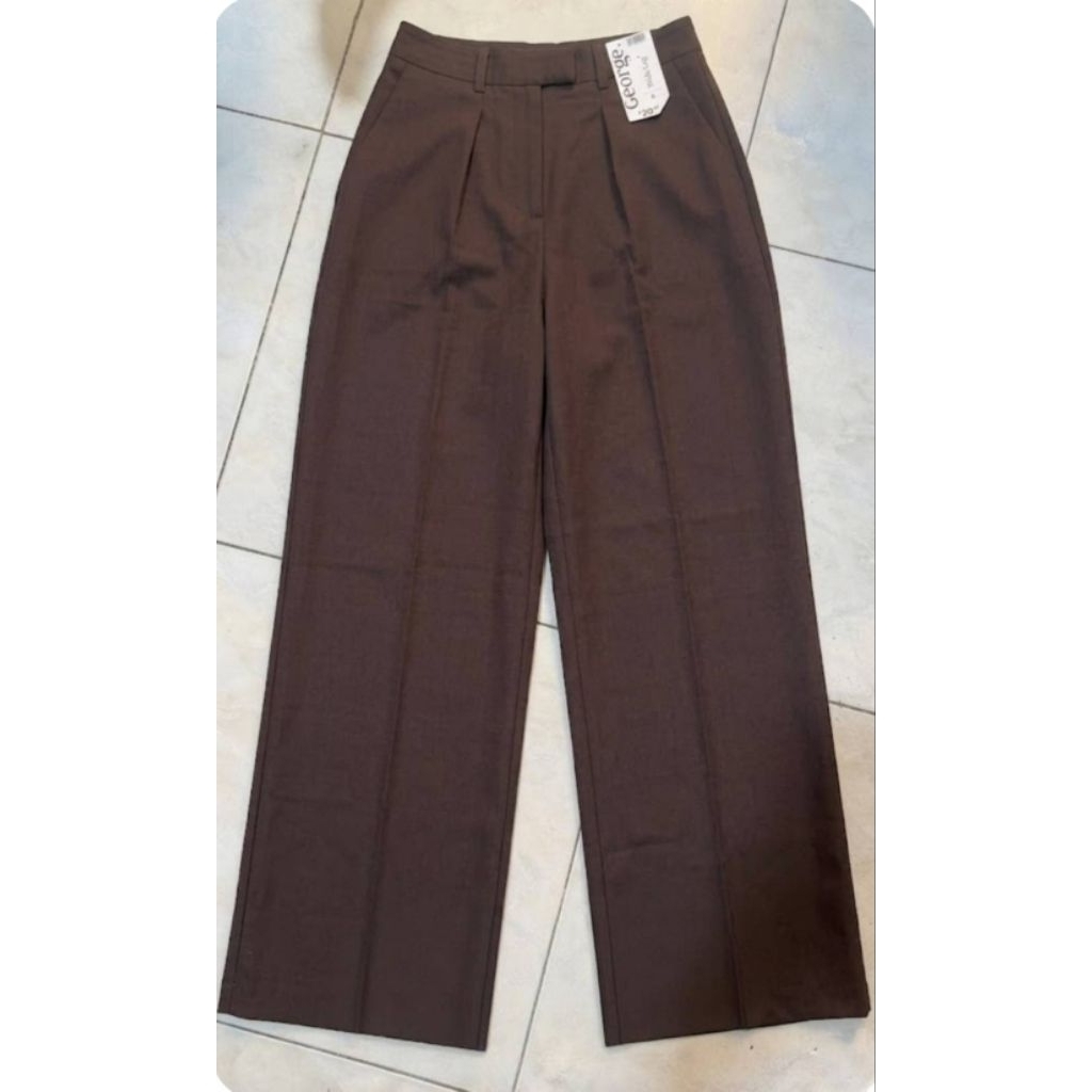 George Brown Twill Wide leg Trouser กางเกงขายาวทรงขากว้าง เอวสูง ซิปหน้า ผ้าlyocellผสม เนื้อนุ่ม ทิ้งตัว ไม่ยืด สีน้ำตาล ราคา ถูกที่สุด ดีลบีเคเค แกลเลอรีภาพที่ 8