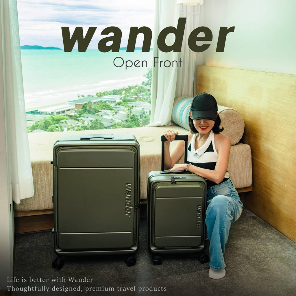 กระเป๋าเดินทาง  Wander Global  รุ่น 𝗪𝗮𝗻𝗱𝗲𝗿 𝗢𝗽𝗲𝗻 𝗙𝗿𝗼𝗻𝘁 (มือสอง) บล๊อคเกอร์ใช้ถ่ายรีวิว 1 ครั้ง