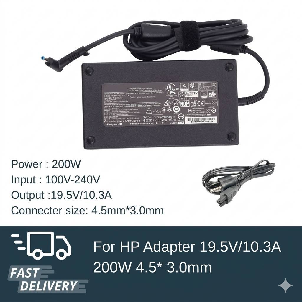 (ส่งฟรี ประกัน 1ปี) Adapter 19.5V/10.3A 200W 4.5*3.0mm Compatible with ZBook Studio G3 G4 G4 (hp012)