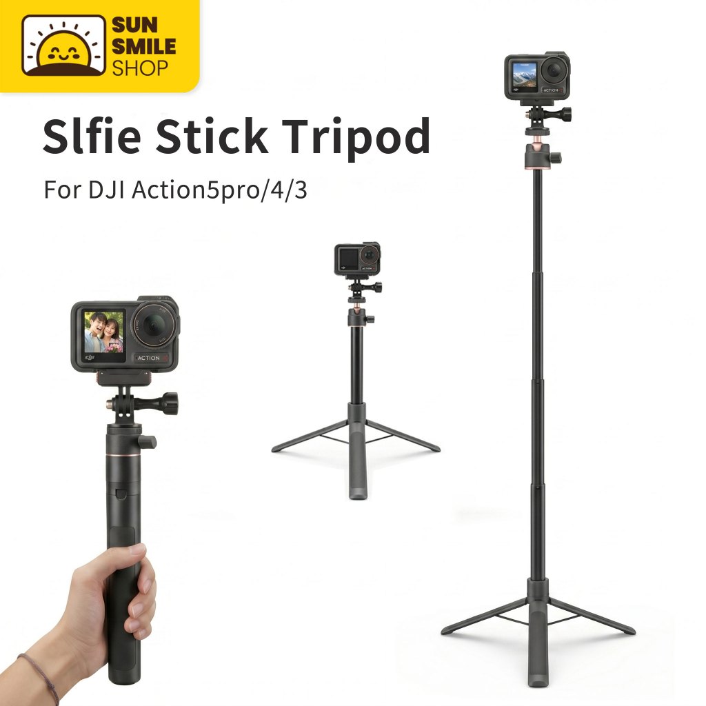 ไม้เซลฟี่ ขาตั้งกล้อง Action Camera หมุน 360 องศา ถ่าย Vlog สำหรับ DJI Action 5 Pro / 4 / 3