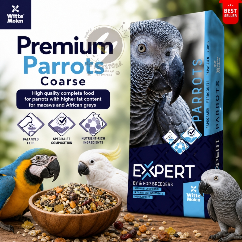 Expert PARROTS COARSE (Xcode000) อาหารนกแก้วพรีเมียม สูตรไขมันสูง สำหรับแอฟริกันเกรย์/มาคอว์ (ขนาดแบ