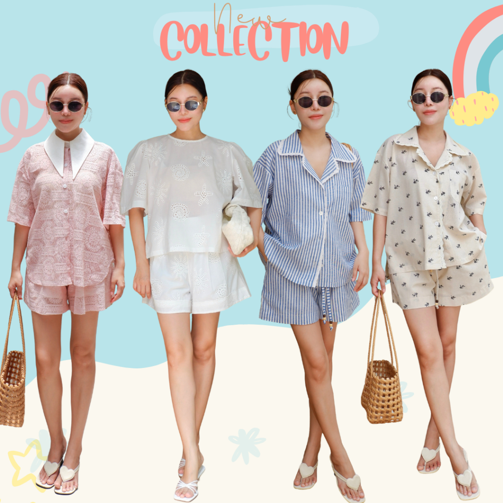 (พร้อมส่ง) DAISY SET กางเกง+เสื้อเชิ้ตสั้น ทรงโอเวอร์ไซส์ ตัวกางเกงมีซับในแถม  CARDIGAN_NISTA