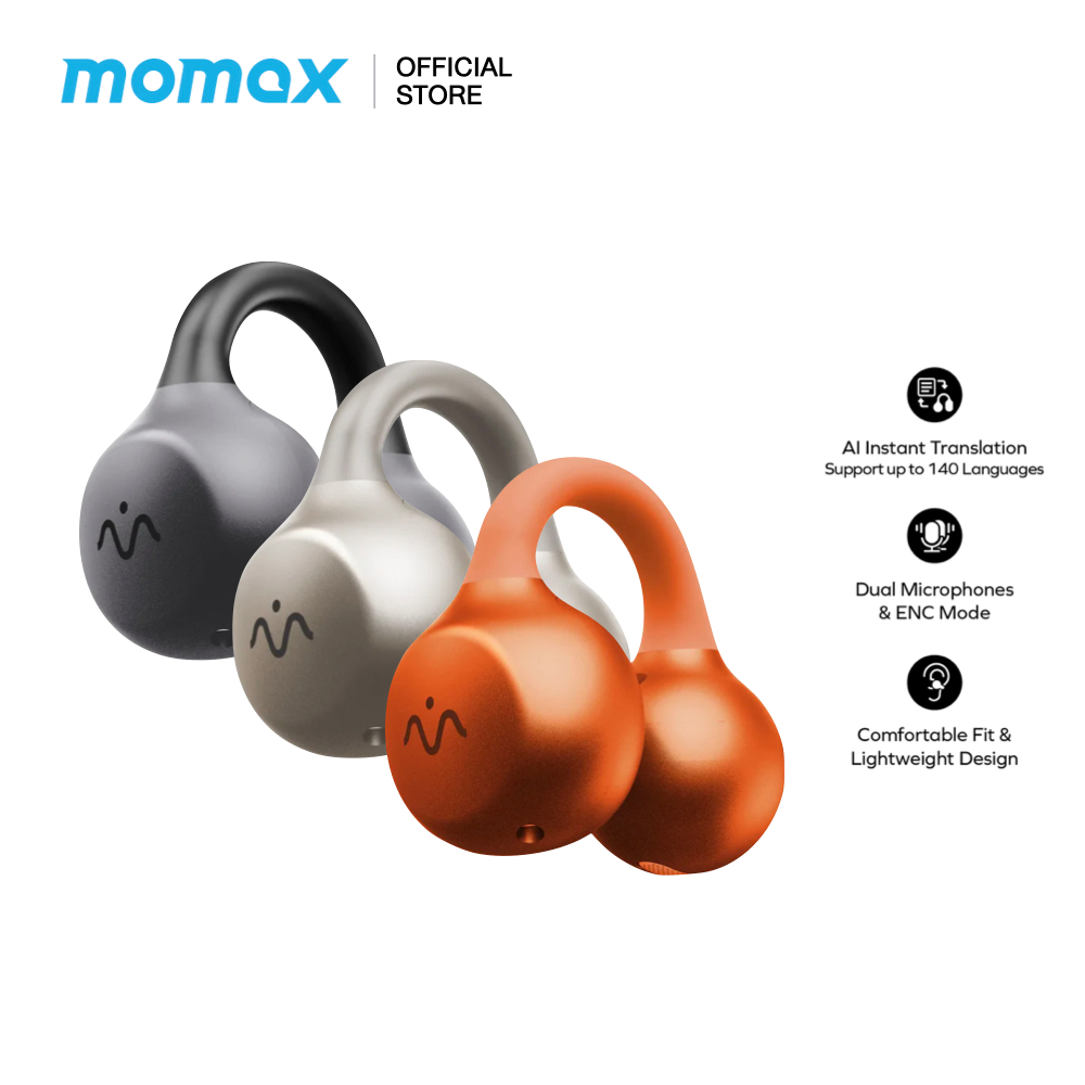 MOMAX หูฟังแปลภาษา 1-VIBE CLIP M.IN.D True Wireless ENC Intelligent Clip-on Earbuds เทคโนโลยีการแปลภาษาด้วย AI รองรับได้