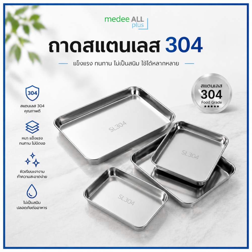ถาดสแตนเลส 304  มีหลายขนาด
