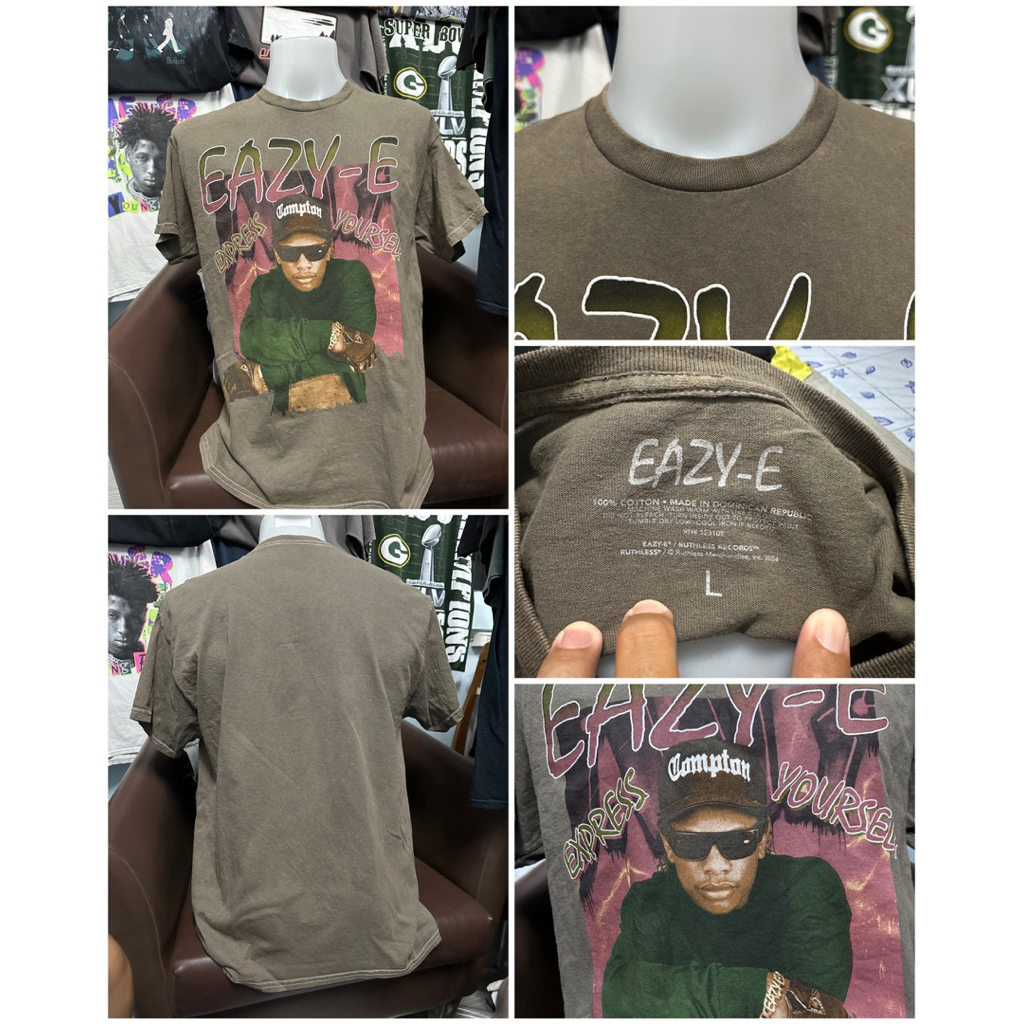 เสื้อยืดสีน้ำตาลลาย แรปเปอร์ Eazy-E (ไซส์L)