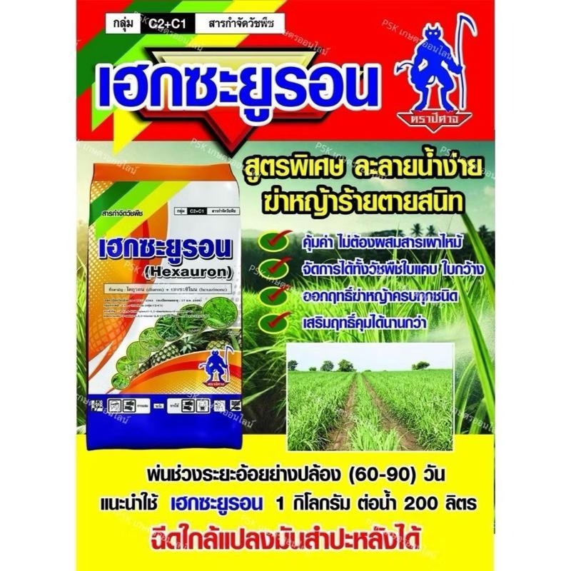 เฮกซะยูรอน 1กิโลกรัม ซื่อสามัญ ไดยูรอน+เฮกซะซิโนน)ควบคุมวัชพืชไร่อ้อยใกล่ไร่มันสัมปะหลัง ตราปีศาจ
