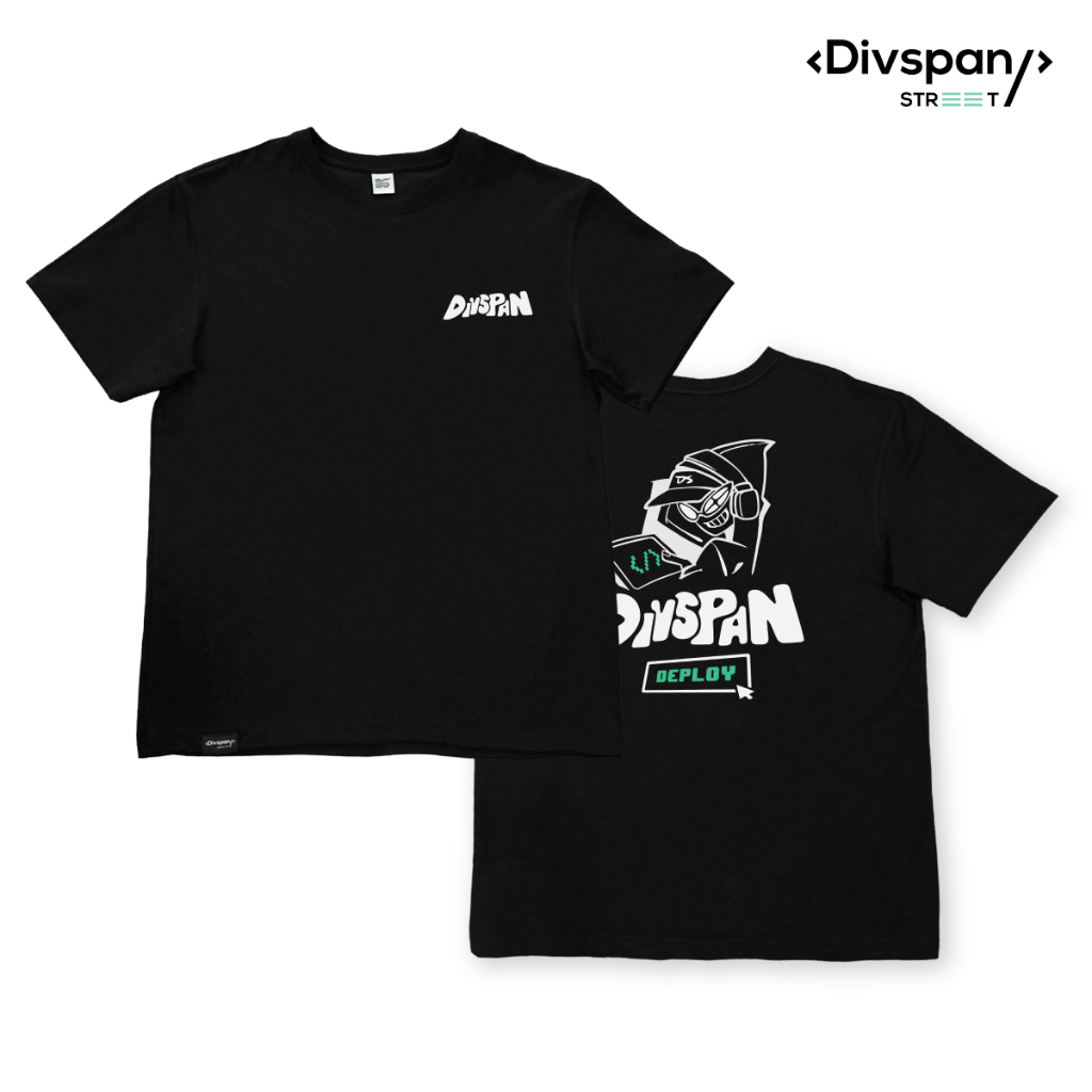 Divspan – เสื้อยืดดำ สตรีทมินิมอล รุ่น Retro Hack