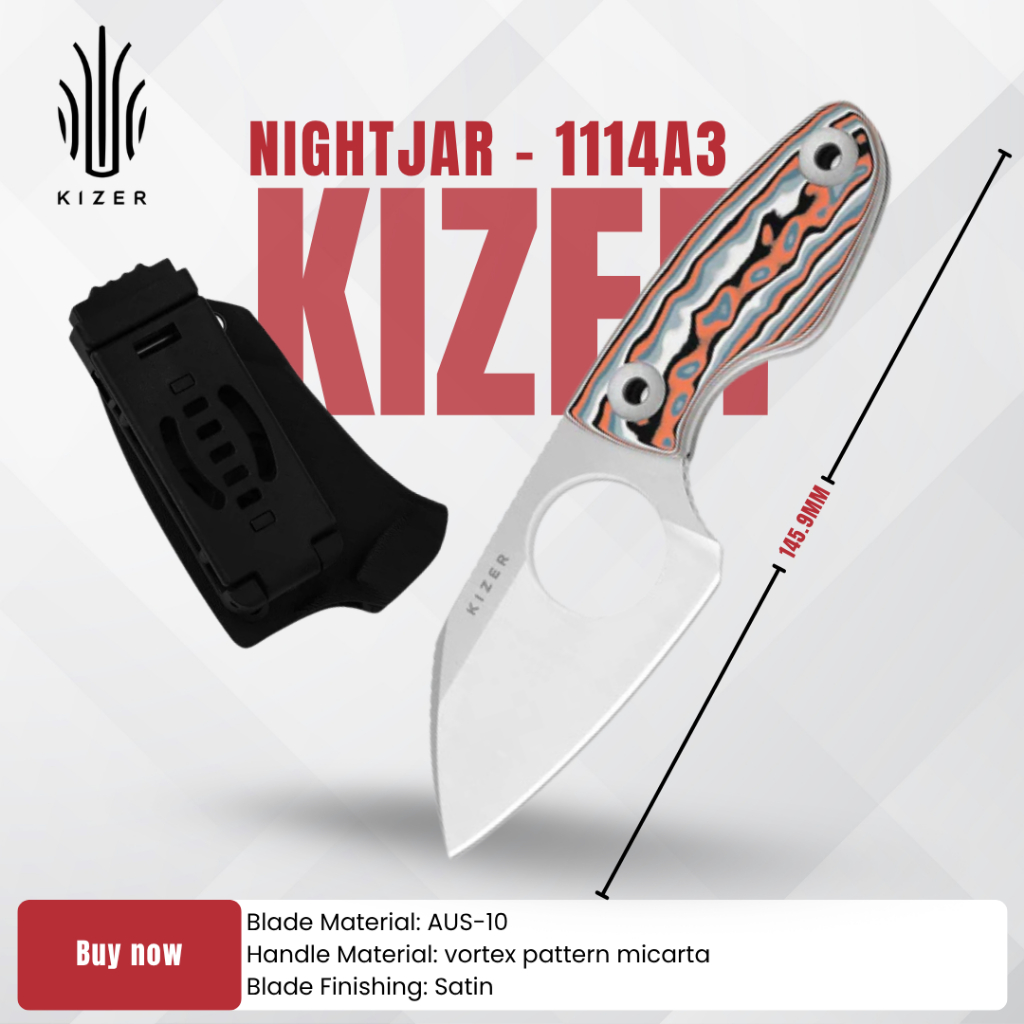 มีดพก KIZER Nightjar | AUS-10 | vortex pattern micarta | 1114A3