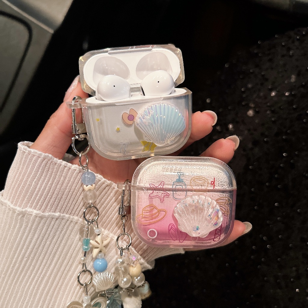 หอยชมพู เคสหูฟัง Airpods4 เคสใสการ์ตูนนูน Airpods เคสหูฟังบลูทูธ เคสหูฟังไร้สาย 1 2 pro2 pro3 gen2 gen3 Airpods3 pro 3
