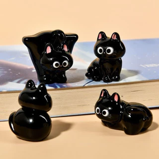 Set น้องแมวดำ 🐱 6ชิ้น ฟิกเกอร์แมวน่ารัก BC-01 ของแต่งโต๊ะห้อง ตกแต่งโต๊ะทำงาน ของสะสม Mini Cat Set
