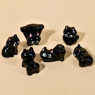 Set น้องแมวดำ 🐱 6ชิ้น ฟิกเกอร์แมวน่ารัก BC-01 ของแต่งโต๊ะห้อง ตกแต่งโต๊ะทำงาน ของสะสม Mini Cat Set