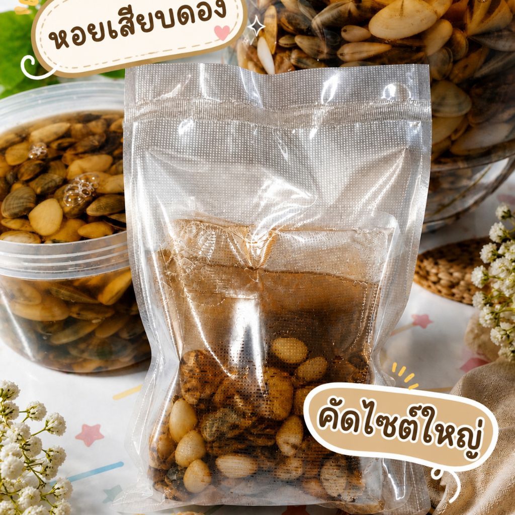 ****คัดไซต์ใหญ่****หอยเสียบดองน้ำปลาหวาน(เค็มหวาน) 600 กรัม สูตรปักษ์ใต้จากชุมพร
