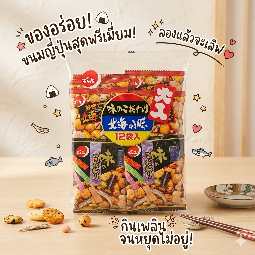 ‼️ร้านนี้ถูกที่สุด‼️Denroku ข้าวพองรวมรสสุดฮิต รสชาติเข้มข้น อิ่มอร่อยครบรสในแพ็คเดียว