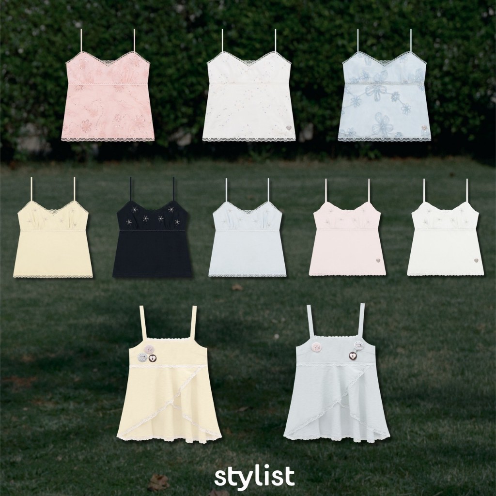 STYLIST x Brinkkty-Tank-Dewy/Tia-016/017 - เสื้อสายเดี่ยวเลเยอร์ตกแต่งลูกไม้ / ปักลูกปัด
