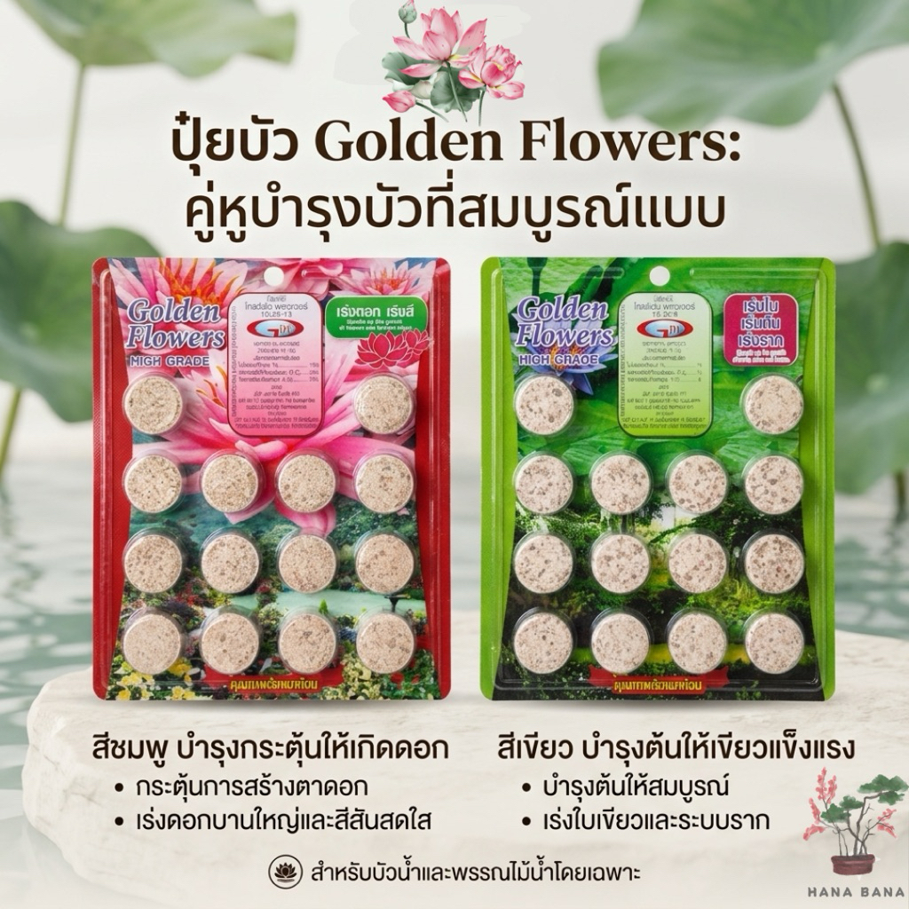 Slow release Lotus Fertilizer ปุ๋ยบัว บำรุงดอก บำรุงใบ แผง14 เม็ด