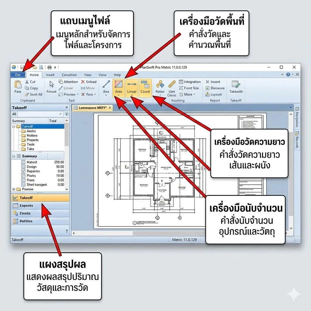 PlanSwift Pro Metric 11.0.0.129  โปรแกรมถอดแบบและประมาณราคาก่อสร้าง(Boxed Version)(รองรับWindows) thumbnail 4