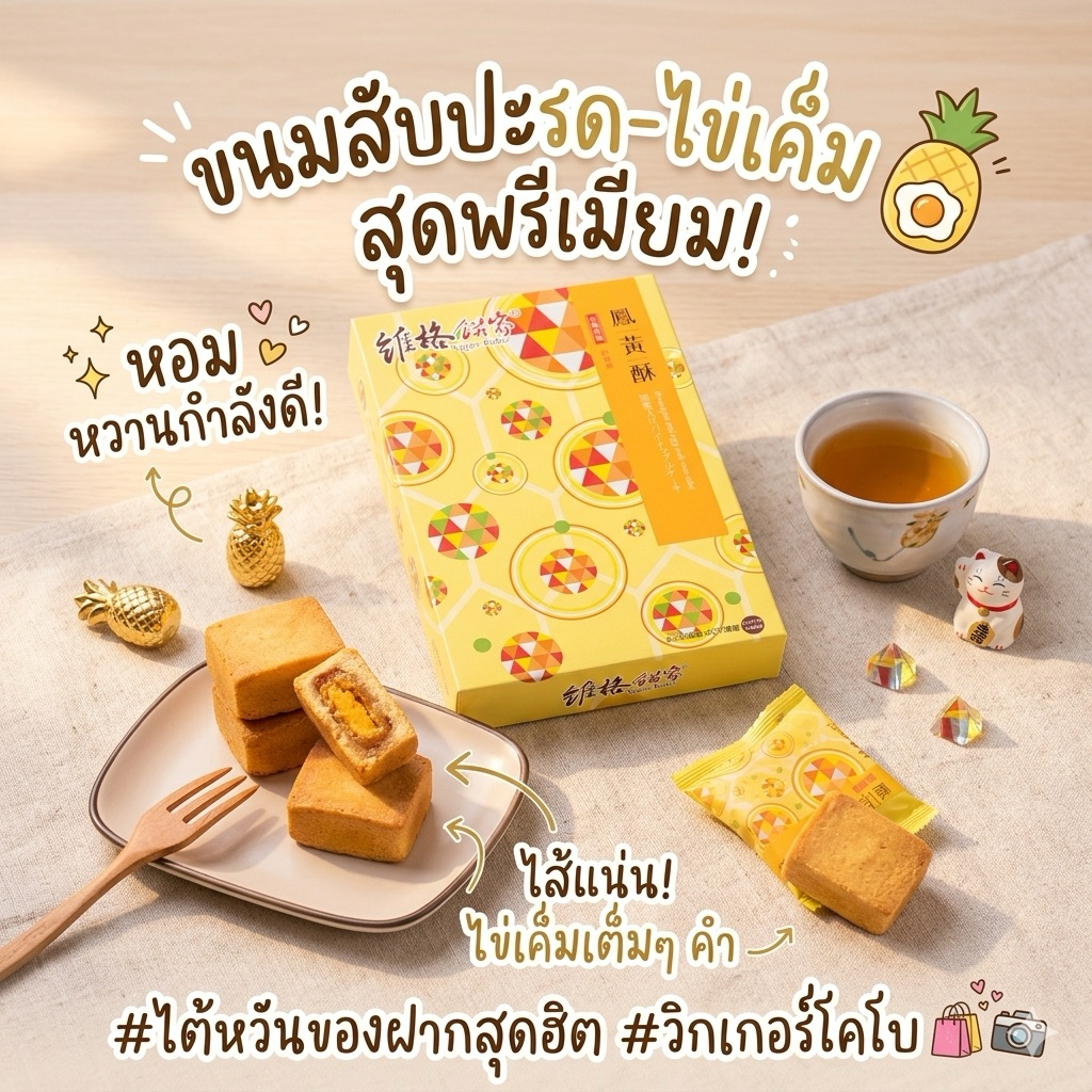 ‼️รอบส่ง 19 กันยายน‼️เรื่องขนมของฝากต้องยกให้ร้านพายสับปะรดเหว่ยเก๋อ ร้าน vigor kobo ได้รับรางวัลจาก