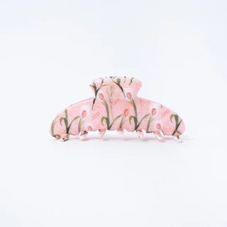 TITANIA Hair Clip กิ๊บหนีบผมอะคริลิค Pink Flower Print ลายดอกทิวลิปหวานละมุน นำเข้าจากเยอรมัน (1 กล่องบรรจุ 1 ชิ้น)