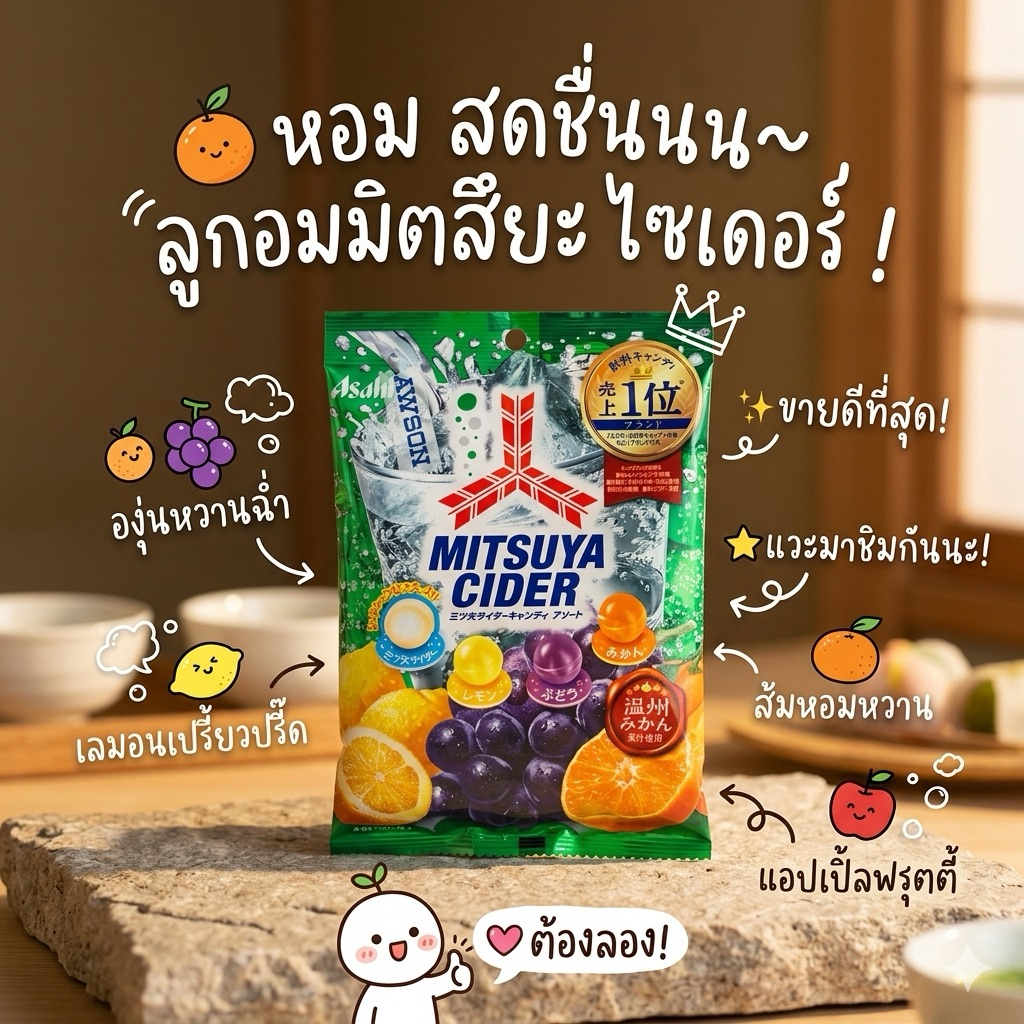 ‼️ของแท้จากญี่ปุ่น‼️Asahi Mitsuya Cider ลูกอมสุตรฮิตจากญี่ปุ่น ใครที่กำลังง่วงๆ... อยากสดชื่น... ต้องลอง!!!