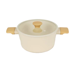 Seagull หม้อต้มนอนสติ๊ก ไอวอรี่ เพิร์ล อินดักชั่น ขนาด 24 ซม. พร้อมฝาแก้ว Ivory Pearl Non-stick Sauce Pot with Glass Lid