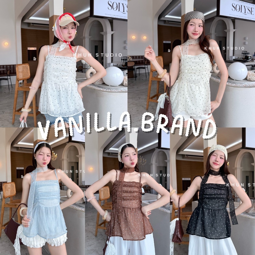 เสื้อสายเดี่ยวจับจีบอก ผ้าผูก -ttmkn / VB0606