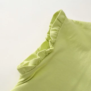 Hania kids พร้อมส่ง ชุดเช็ตเสื้อแขนกุดระบายพร้อมกางเกงขายาวใส่แล้วน่ารัก สไตล์เกาหลี ชุดเซต 2 ชิ้น - K5125693