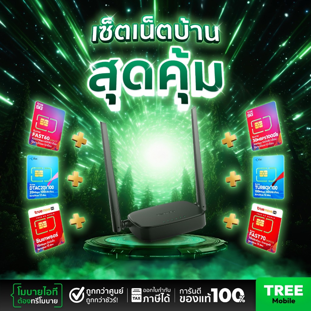 เราเตอร์ + ซิม TENDA 4G05 Wi-Fi 4G LTE Router N300 ประกันศูนย์ 4 ปี รองรับ Nano-SIM ใส่ซิมใช้งานได้เ