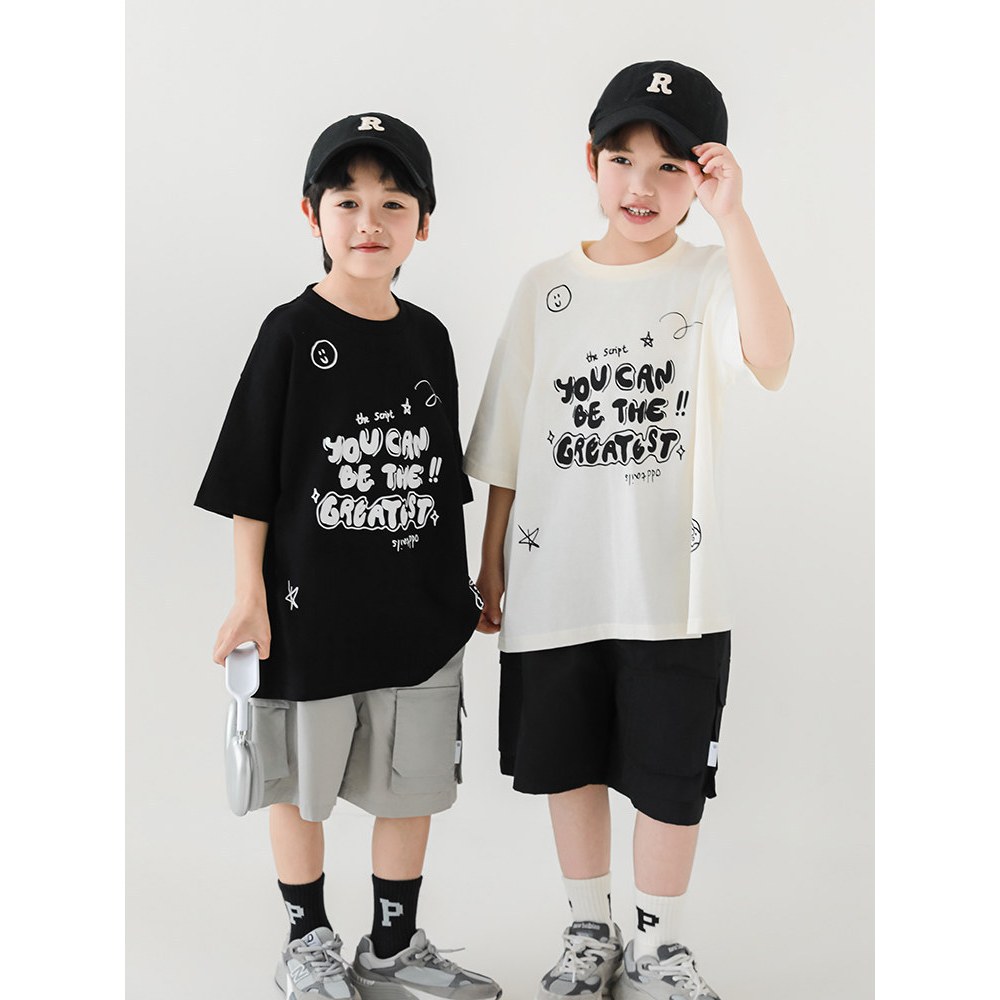 [ส่งไวจากไทย] *แค่เสื้อ* เสื้อยืดแขนสั้นเด็ก เสื้อยืดเด็กแนวสตรีท สกรีนลาย You Can Be ทรงโอเวอร์ไซส์ เหมาะสำหรับ 5-14 ปี