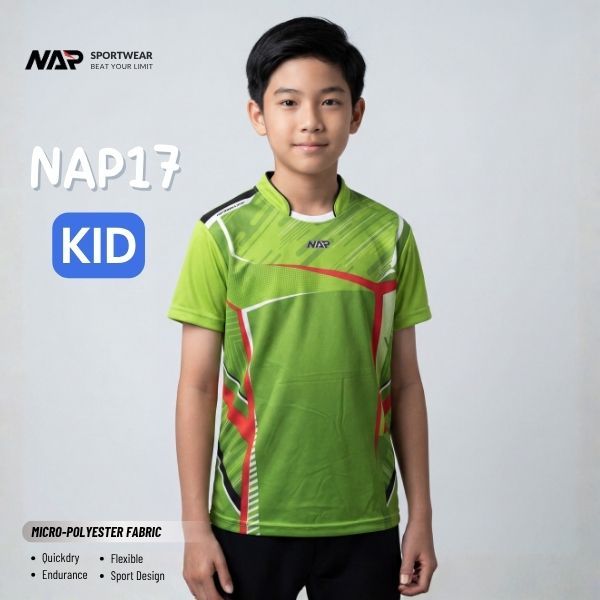 NAP17 เสื้อกีฬาเด็กแขนสั้น ผ้าไมโคร