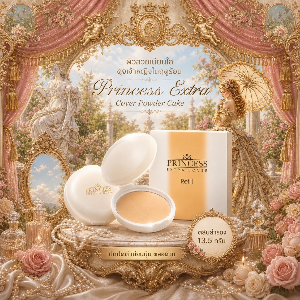 ส่งไวมาก🌟❗แป้ง Aron Princess Extra Cover Powder Cake อาร่อน ปริ๊นเซส เอ็กตร้าคอฟเวอร์ AR แป้งกันน้ำ ปกปิด คุมมัน