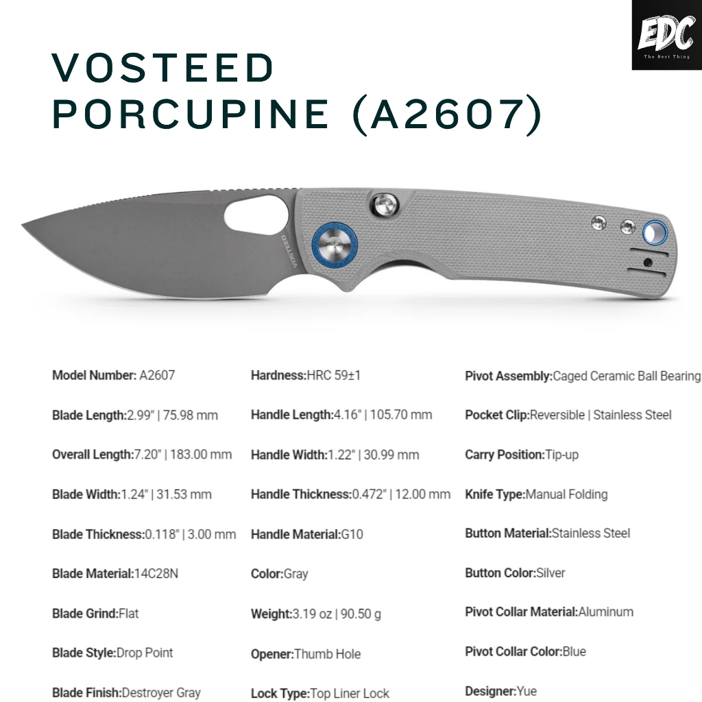 📍 มีดพับ ""VOSTEED | Porcupine (A2607)"" ***ของแท้***