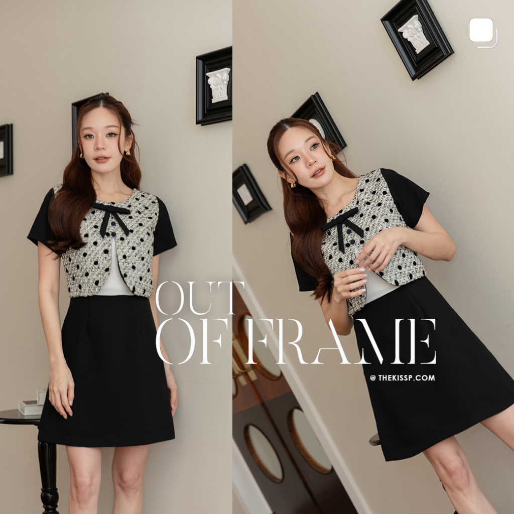 LOT 2 : OUT OF FRAME'DRESS + free ribbon PIN เข็มกลัดโบถอดออกจากชุดได้ ( SPECIAL 5.5 THEKISSP. collection)