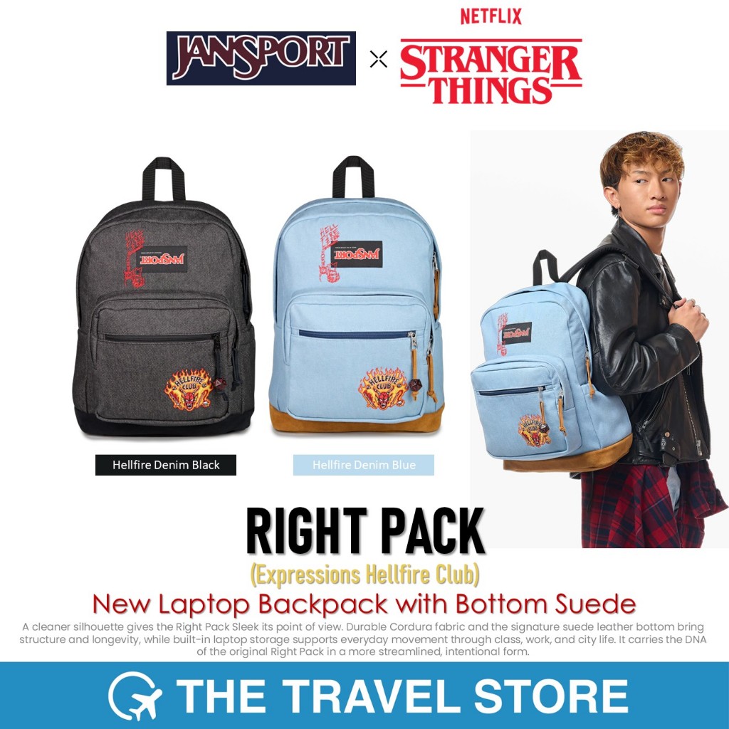 Jansport RIGHT PACK Expressions Hellfire Club กระเป๋าเป้ สะพายหลัง Netflix Stranger Things
