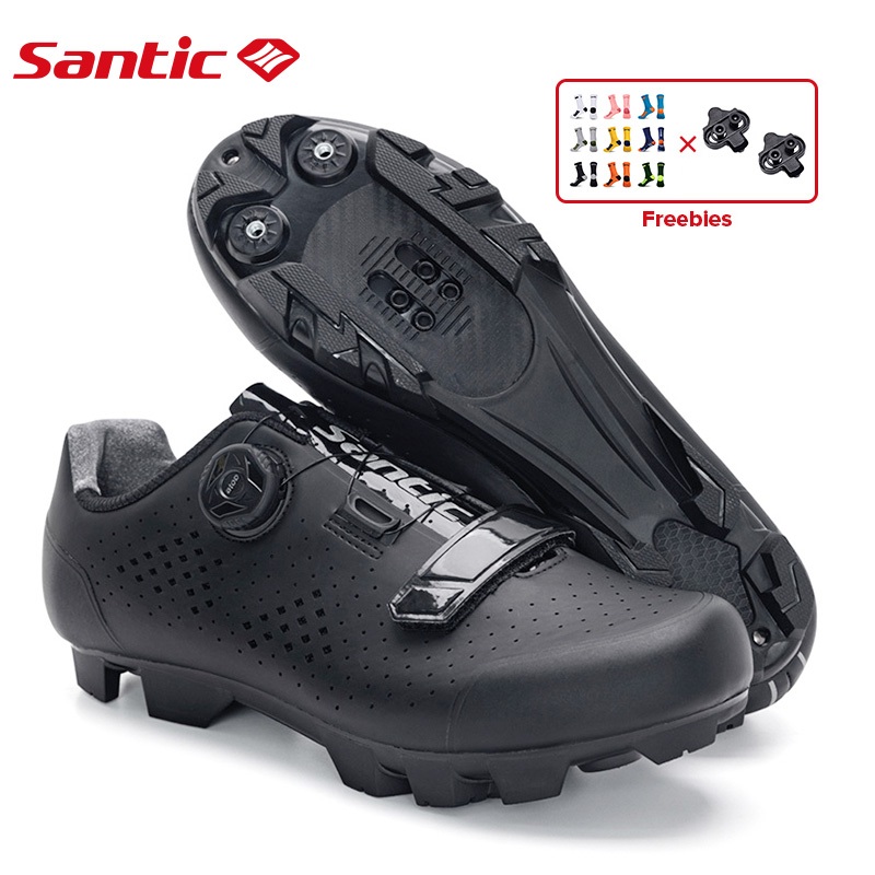 Santic Sepatu Sepeda Pria MTB Cleat Kompatibel SPD Luar Ruangan Anti-selip Sepatu Gowes Sepeda MN1128