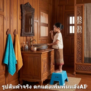 IKEA BOLMEN เก้าอี้เตี้ย เก้าอี้สตูลเตี้ย สี ฟ้า ขาว ดำ