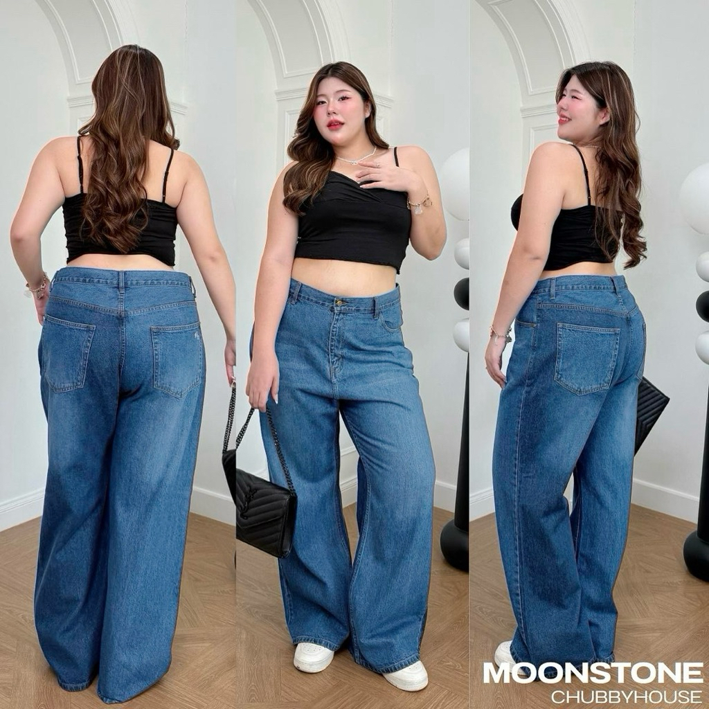 Moonjeans กางเกงยีนส์เอวสูงขาม้าเบสิกสาวอวบ (Megan รูปที่ 6