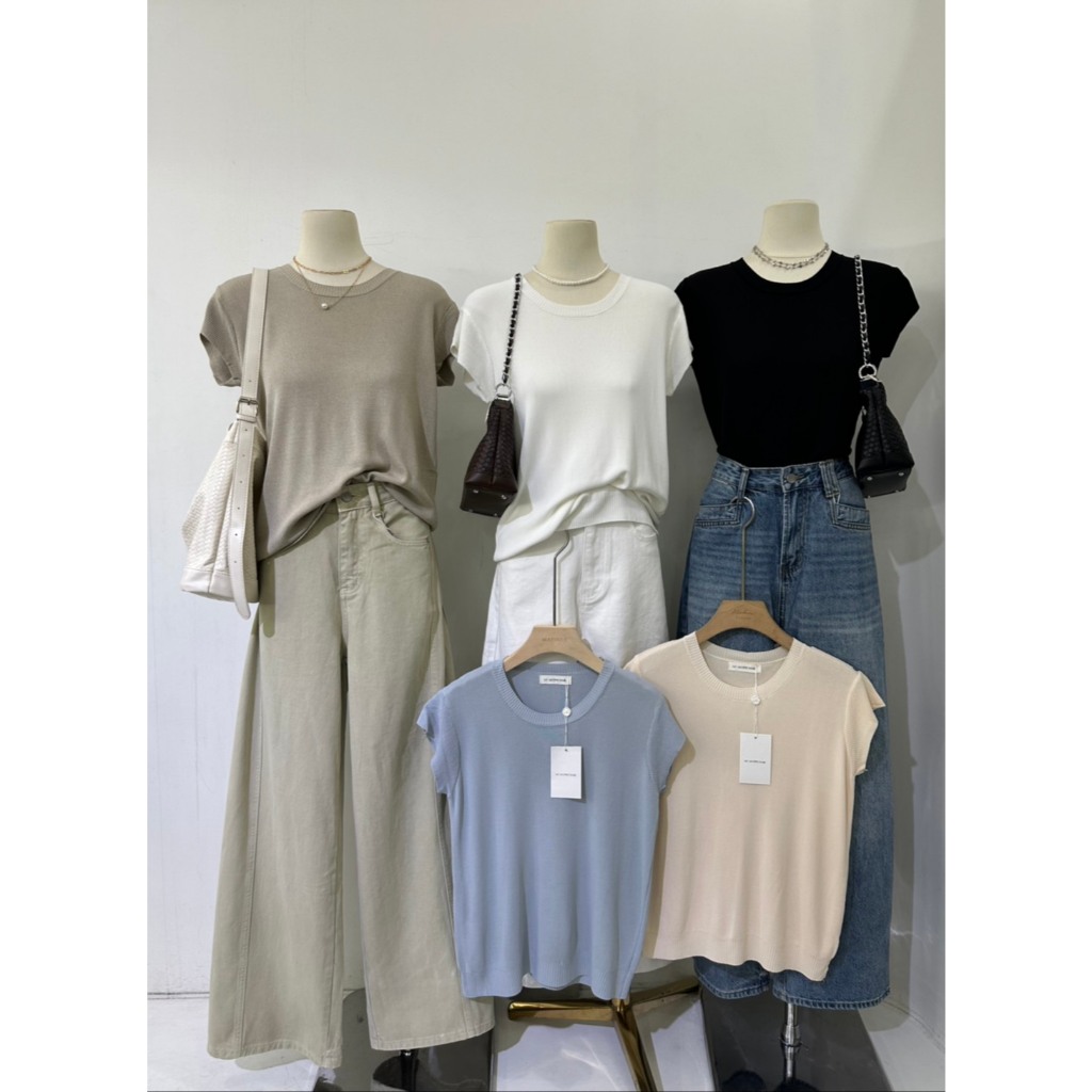 M2141 เสื้อยืดไหมพรมแขนสั้น Basic Look ที่ต้องมีติดตู้! ทรงสวย ใส่สบาย แมทช์กับอะไรก็รอด